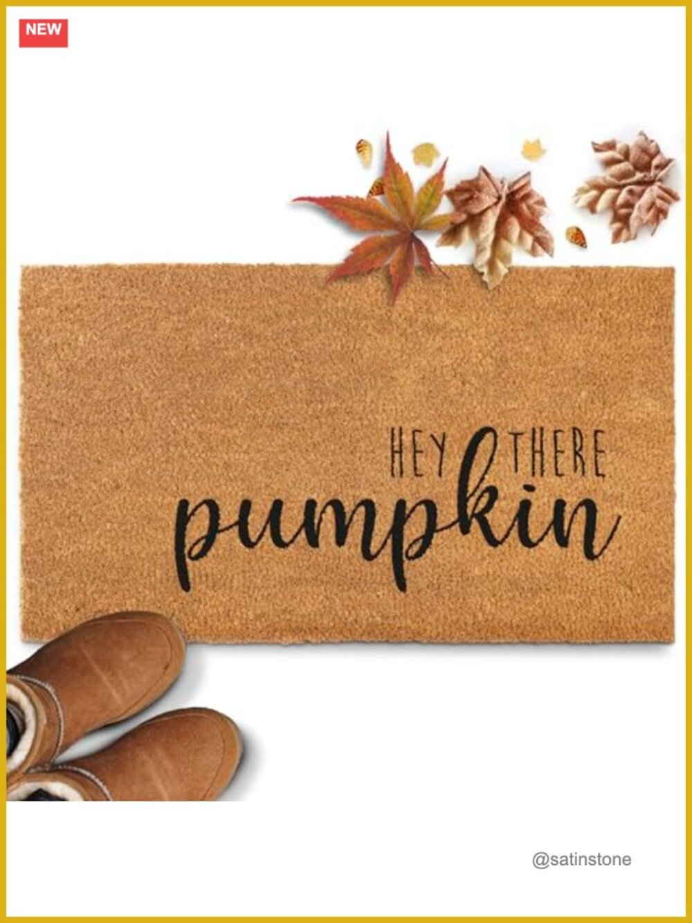 Coir Pumpkin Door Mat 30x17 Non Slip Back Outdoor Fall Decor
